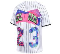 Aolapo 90s Outfit for Women, Hip Hop Party Bel Air Baseball Jersey,Unisex Loose Short Sleeve Shirt Clothing, White Stripes, M