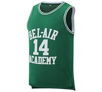 Aolapo Bel Air Jersey #14 Fresh Prince Bel Air Academy Men Yellow Black Green Basketball Jerseys Sleeveless, Green, Medium