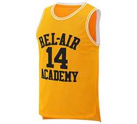 Aolapo Bel Air Jersey #14 Fresh Prince Bel Air Academy Men Yellow Black Green Basketball Jerseys Sleeveless, Yellow, Large