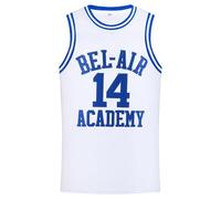 Aolapo Bel Air Jersey #14 Fresh Prince Bel Air Academy Men Yellow Black Green Basketball Jerseys Sleeveless, White, S