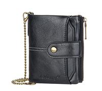 aolaso Chain Wallet for Men, PU Faux Leather Bifold Wallet Double Zipper Coin Pocket Purse Double Anti-Theft
