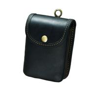 aolaso Leather Double Deck Playing Card Case Fits Poker and Bridge Size Cards, Durable Leather EDC Waist Bag for Mens (Black)