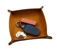 aolaso Valet Tray- Genuine Leather Catchall Tray Desktop Storage Organiser- Beside Trinket Vanity Tray for Key, Wallet, Phone, Watches, Candy- Men Gift