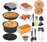 Aolawco 15 PCS Air Fryer Accessories - 8 Inch 4.2L - 6.2L General Suitable for Cosori Ninja Salter Tefal 4.3L, 4.5L, 4.7L, 5L, 5.2L, 5.5L, Tower 5L, Philips 6.2L Non-Stick, BPA-Free, Dishwash Safe