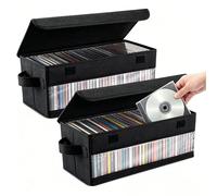 Aolawco 2 Pack CD Storage Boxes,Side Visual CD Case Holder-14.1*6.2*5.5 In