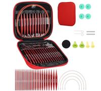 Aolawco Circular Knitting Needles, 13 Pair Interchangeable Circular Knitting Needle Set with Case & Accessories, 40cm/60cm/80cm/100cm Detachable Knitting Needles Kit for Beginners Handmade DIY Knit