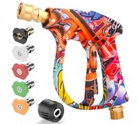 Aolawco Colorful High Pressure Washer Gun with M22 14MM Fitting Hose Connector and 5 Nozzles, 1/4'' Quick Connector & Adapter Car Wash Gun 4350PSI for Karcher K1-K7(Colorful)