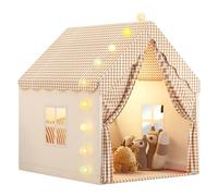 Aolawco Kid Play Tent with Lights, Kids House Indoor & Outdoor,Toddlers Play Tent with Windows - Large Toddler Tent for Kids -Toy House Gift for Boys & Girls - Khaki (47 * 40 * 51)