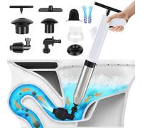 Aolawco Toilet Plunger, Upgraded Toilet Unblocker with Real Time Barometer and 4 Replaceable Heads, Powerful Sink Unblocker High Pressure Plunger Kit with Gloves for Bathtub, Drain, Kitchen Clogged