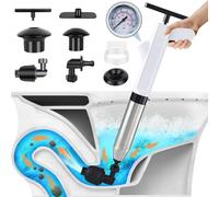 Aolawco Toilet Plunger, Upgraded Toilet Unblocker with Real Time Barometer and 4 Replaceable Heads, Powerful Sink Unblocker High Pressure Plunger Kit with Holder for Bathtub, Drain, Kitchen Clogged
