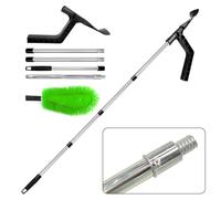 Aolawco Upgraded 170cm 2-in-1 Gutter Cleaning Tools with Gutter Brush & Leaf Shovel, Telescopic Gutter Cleaner with 4-Section Pole, Gutter Cleaner Suit for Bungalow(2 Layer Terraced House Need Ladder)