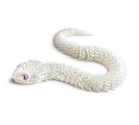 Aolcev 3D Printed Animals Snake Fidget Toys 11.8 Inch Flexible Joints Creative 3D Printed Fidget Toys Articulated Viper Snake Home Office Decor Executive Desk Autism ADHD Toy for Kids Adults-White