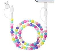 Aolcev 4 in 1 Multi Charger Cable [MFi Certified] 1m 66W 3A Fast Charging USB C Charger Cable Beaded Phone Charger Pearl Cord USB-A to USB-C to Phone for iPhone 17, Samsung Galaxy S25 -Color