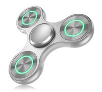 Aolcev Fidget Spinner Light Up Fidget Toys Metal Ultra Durable Stainless Steel Bearing High Speed Precision 4-10 Min Spins with Fluorescent Focus Anxiety Hand Fidget Spinners for Kids Adults-Silver