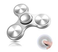 Aolcev Fidget Spinner Meatl Fidget Toy Hand Spinner for Kids Adults Stainless Steel 4-10 Minutes Fast Bearing Spins Hand Spinner Tri Finger Gyro Toy ADHD EDC Anxiety Stress Relief Fidget Toy-Silver