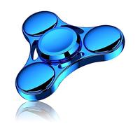 Aolcev Fidget Spinner Metal Fidget Toy Hand Spinner Stainless Steel 3-5 Minutes Fast Bearing Spins Hand Spinners Tri Finger Gyro Toy ADHD EDC Focus Anxiety Stress Relief Toys for Kids Adult Gifts-Blue