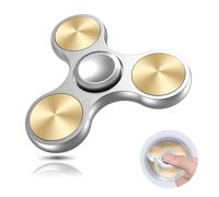 Aolcev Fidget Spinner Metal Fidget Toy Stainless Steel Fast Bearing 4-10 Minutes Spins Hand Spinner Tri Finger Gyro Toy EDC ADHD Focus Anxiety Stress Relief Toys Gifts for Kids Adults-Silver Gold