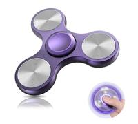 Aolcev Fidget Spinner Metal Fidget Toy Stainless Steel Fast Bearing 4-10 Minutes Spins Hand Spinner Tri Finger Gyro Toy EDC ADHD Focus Anxiety Stress Relief Hand Spinner Toys for Kids Adults-Purple