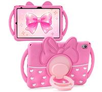 Aolcev for iPad A16 Case 11 inch 2025 for iPad 10th Generation Case 10.9 2022 Kids Case with Rotating Stand & Handle Cute Bow Heart for Girls Teens Soft Silicone Cover for iPad 11th Generation Case