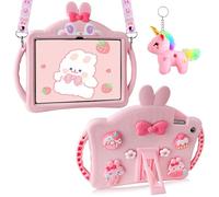 Aolcev for Samsung Galaxy Tab A9 Plus Case 11 Inch 2023 for Kids Girl, Heavy Duty Shockproof Silicone with Kickstand Lanyard Unicorn Keychain Tablet Protective Cover for Galaxy Tab A9+/A11+Case-Pink