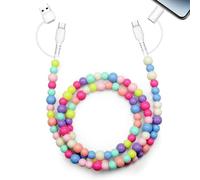 Aolcev USB C Cable 4 in 1 Multi Beaded for iPhone Charger Cord MFi Certified 3.3FT Fast Charging Cable 66W Chubby USB A Type C IOS Cable Compatible with iPhone 17 16 15 Pro Max/iPad/Galaxy S26 Colored