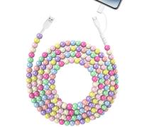 Aolcev USB C Charger Cable 2 in 1 Multi Charger Cable 2m 66W Beaded Phone Chargers Pearl USB-A to USB-C to Phone Fast Charging for iPhone 17/16 Pro Max, Samsung Galaxy S25/S24, iPad A16 11th-Colorful