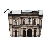 aOld Architecture Water-Resistant Faux Linen Single-Layer Makeup Bag with Zipper Closure for Your Daily or Travel Needs