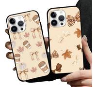 Aoldimu 2 Pack Fall Pumpkin Leaves Phone Case, Aesthetic Autumn Pine Cones Pattern Cover for Women Girls, Soft TPU Protective Shockproof Cases for iPhone 13/14/15/16 pro max (13 pro max,A)
