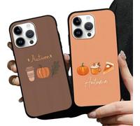 Aoldimu 2 Pack Fall Pumpkin Leaves Phone Case, Aesthetic Autumn Pine Cones Pattern Cover for Women Girls, Soft TPU Protective Shockproof Cases for iPhone 13/14/15/16 pro max (14,B)