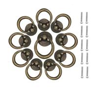 Aoleegatt 10pcs Antique Bronze/Black Furniture Ring Pull Knob Drawer Round Drop Knob W/Screw Cabinet Cupboard Door Handle for Wooden Box(Antique Bronze)