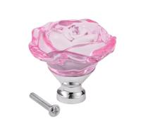 Aoleegatt 1Pc 50mm Rose Crystal Glass Clear Cupboard Cabinet Knob Drawer Pull Handle Furniture Kitchen Wardrobe Dresser Door Handles Knobs(H)