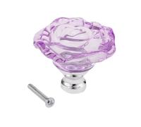 Aoleegatt 1Pc 50mm Rose Crystal Glass Clear Cupboard Cabinet Knob Drawer Pull Handle Furniture Kitchen Wardrobe Dresser Door Handles Knobs(B)