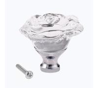 Aoleegatt 1Pc 50mm Rose Crystal Glass Clear Cupboard Cabinet Knob Drawer Pull Handle Furniture Kitchen Wardrobe Dresser Door Handles Knobs(A)