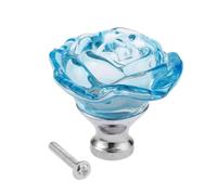 Aoleegatt 1Pc 50mm Rose Crystal Glass Clear Cupboard Cabinet Knob Drawer Pull Handle Furniture Kitchen Wardrobe Dresser Door Handles Knobs(E)