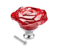 Aoleegatt 1Pc 50mm Rose Crystal Glass Clear Cupboard Cabinet Knob Drawer Pull Handle Furniture Kitchen Wardrobe Dresser Door Handles Knobs(D)