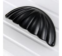 Aoleegatt 1pc Alloy Shell Shape Handle Semicircle Pull 64mm Kitchen Drawer Cabinet Door Furniture Knob Flower Antique Bronze/Black w/Screw(B)