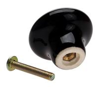 Aoleegatt 1Pc Ceramic Handles and Knobs Candy Color Round Furniture Door Knob Kitchen Wardrobe Drawer Cabinet Closet Cupboard Pulls Handle(Black)