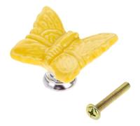 Aoleegatt 1Pc Creative Butterfly Furniture Door Pulls Handle Ceramic+Zinc Alloy Child Room Cupboard Drawer Kitchen Cabinet Knobs & Handles(C)