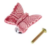Aoleegatt 1Pc Creative Butterfly Furniture Door Pulls Handle Ceramic+Zinc Alloy Child Room Cupboard Drawer Kitchen Cabinet Knobs & Handles(H)