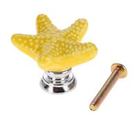 Aoleegatt 1Pc Creative Starfish Furniture Door Pull Handle Ceramic+Zinc Alloy Child Room Cupboard Drawer Kitchen Cabinet Knobs and Handles(B)