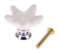Aoleegatt 1Pc Creative Starfish Furniture Door Pull Handle Ceramic+Zinc Alloy Child Room Cupboard Drawer Kitchen Cabinet Knobs and Handles(D)