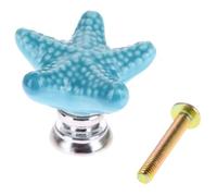 Aoleegatt 1Pc Creative Starfish Furniture Door Pull Handle Ceramic+Zinc Alloy Child Room Cupboard Drawer Kitchen Cabinet Knobs and Handles(G)