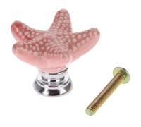 Aoleegatt 1Pc Creative Starfish Furniture Door Pull Handle Ceramic+Zinc Alloy Child Room Cupboard Drawer Kitchen Cabinet Knobs and Handles(A)