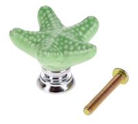 Aoleegatt 1Pc Creative Starfish Furniture Door Pull Handle Ceramic+Zinc Alloy Child Room Cupboard Drawer Kitchen Cabinet Knobs and Handles(E)