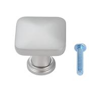 Aoleegatt 1Pc Metal 29x29mm Vintage Square Pulls Knob with Screw Single Hole Furniture Door Kitchen Cupboard Cabinet Closet Drawer Handle(Brushed Nickle)