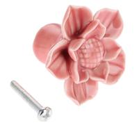 Aoleegatt 1Pc Retro Lotus Flower Furniture Door Pulls Handle Ceramic+Zinc Alloy Child Room Cupboard Drawer Kitchen Cabinet Knobs & Handles(C)