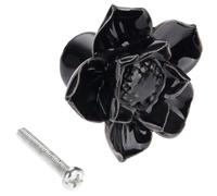 Aoleegatt 1Pc Retro Lotus Flower Furniture Door Pulls Handle Ceramic+Zinc Alloy Child Room Cupboard Drawer Kitchen Cabinet Knobs & Handles(D)