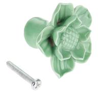 Aoleegatt 1Pc Retro Lotus Flower Furniture Door Pulls Handle Ceramic+Zinc Alloy Child Room Cupboard Drawer Kitchen Cabinet Knobs & Handles(B)