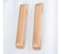 Aoleegatt 1Pc Solid Wooden Cabinet Knob and Handle Door Drawer Wood Pull Handle 64-128MM Kitchen Cabinet Furniture HandleKnobs(M 128mm Distance)