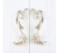 Aoleegatt 1pcs Antique Silver Gold Flowers Furniture Hardware Handles Pull Kitchen Cabinets Door Drawer Wardrobe Cupboard Pull Door Knobs(64MM Right)